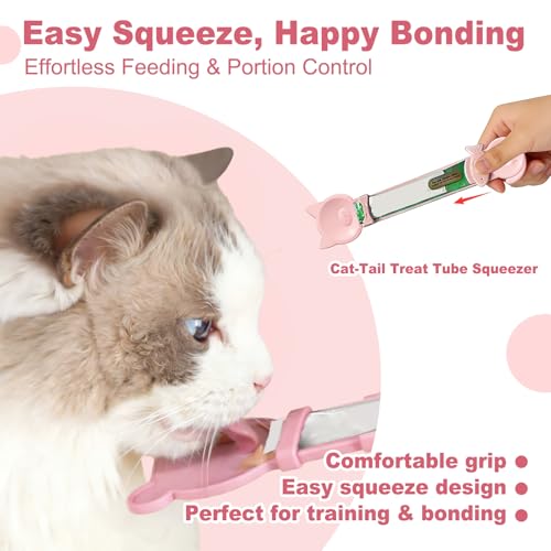 AZY 3-Piece Slow Feeder Cat Bowl and Lick Mat Set – Silicone Cat Treat Spoon & Feeding Mat for Wet Food, Enrichment and Slow Eating (Pink) - color: pink