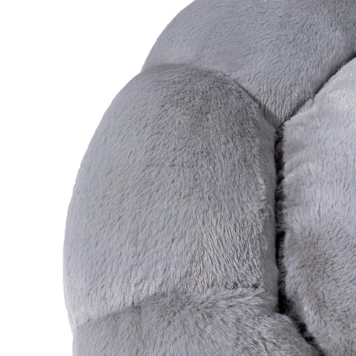 Sherry Kline Pets “Daisy Round” Donut Shape Calming Bed for Dogs and Cats, from Soft Faux Fur, Available in 4 Sizes, Machine Washable - color: Grey, size: Small