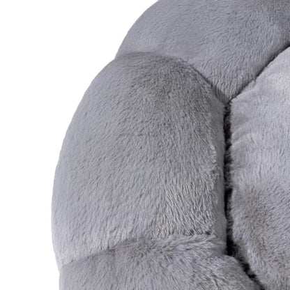 Sherry Kline Pets “Daisy Round” Donut Shape Calming Bed for Dogs and Cats, from Soft Faux Fur, Available in 4 Sizes, Machine Washable - color: Grey, size: Medium