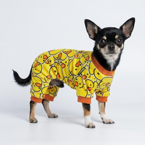 Fitwarm Funny Duck Dog Pajamas, Dog Winter Clothes for Small Dogs Girl, Lightweight Velvet Pet Jumpsuit, Cat Onesie, Yellow, Medium - color: Duck, size: Medium