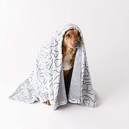 Bone Dry Embossed Bone Print Pet Blanket, 36x48", Gray - color: Gray