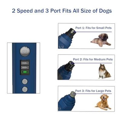 Silent Groom Pro Nail Grinder, Dog Nail Trimmers with 2-Speed, 2 LED Lights, 2 Grinding Wheels, USB Rechargable Dog Nail Grinder, Blue