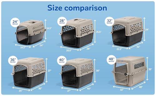 Petmate Vari Dog Kennel - Portable Dog Carriers & Crates for Medium Dogs, Airline-Friendly, Durable Plastic, Pet Carrier For Home and Travel, 32 Inches, Taupe and Black - size: 32.0"L x 22.5"W x 24.0"H