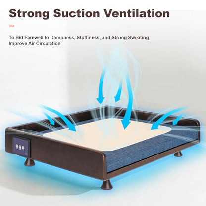 Smart Pet Bed, Downward Suction Ventilation, 3-Speed Cooling and Warmth, Solid Wood Frame, Touch Control, 3-Color Ambient Light, Removable Washable Pad, All-Season Pet Sofa for Cats and Dogs
