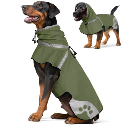 Dog Raincoat for Medium Dogs,Dog Rain Jacket Waterproof,for Adventures, Walking, Hunting（M,Dark Green） - size: Medium