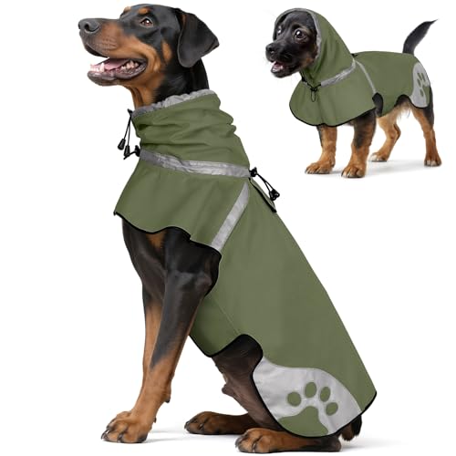Dog Raincoat for Medium Dogs,Dog Rain Jacket Waterproof,for Adventures, Walking, Hunting（M,Dark Green） - size: Medium