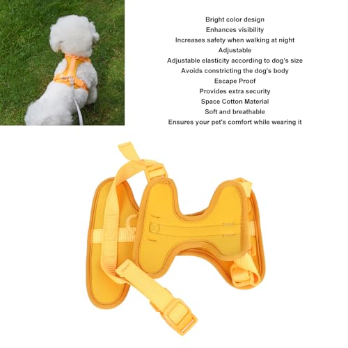 Adjustable Soft Breathable Escape Proof Dog Vest Harness, Pet Chest Harness for Small Dogs and Puppies, Bright Color Safety Design with Dual D Rings for Walking and (S) - color: Yellow
