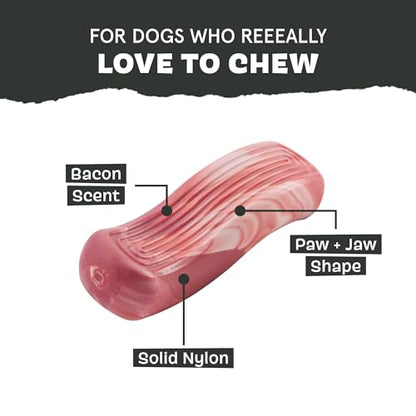 Barkbox Tough Break Bacon Dog Toy | Solid Nylon Bacon-Scented Dog Toy for Aggressive Chewers | Durable Dog Chew Toy for Medium & Large Dogs - style: Tough Break Bacon