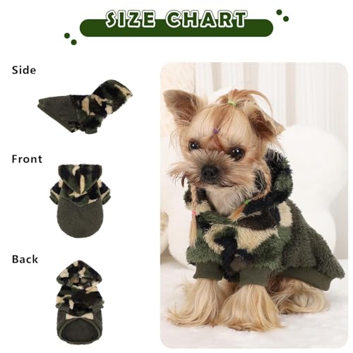 Dog Sweater for Small Dogs Hoodies， Winter Clothes Boy Girl Male Female，Fleece Hoodies Warm Pet Doggie Sweaters Coat Apparel - color: Army Green, size: XX-Small