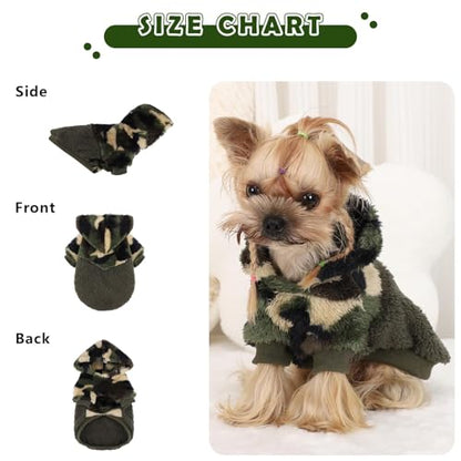Dog Sweater for Small Dogs Hoodies， Winter Clothes Boy Girl Male Female，Fleece Hoodies Warm Pet Doggie Sweaters Coat Apparel - color: Army Green, size: X-Small