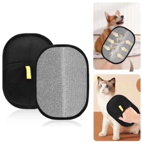 Kakalote 2pcs Pet Grooming Gloves, Pet Hair Remover Tool Cat & Dog Grooming Gloves for Shedding, Washing, Deshedding(Black)