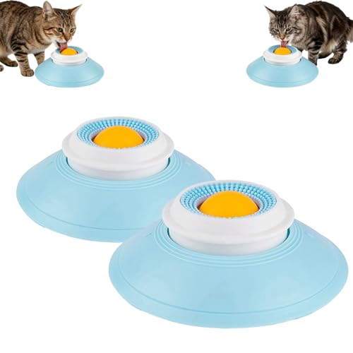 Slow Feeder Cat Bowl, Cat Food Bowl with Cat Lick Ball, Licking A Ball Add More Fun Bowl, Cat Slow Feeder Bowl, Slow Down Eating Speed and Add More Fun for Your Cats. - color: Y*2PCS