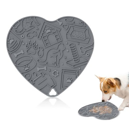 Cat & Dog Slow Feeder Puzzle Toy — Interactive Cat Puzzle Feeder Bowl, Dog Puzzle Feeder, Dog Lick Mat, Mental Stimulation Toy for Indoor Cats & Dogs, Anti-Gulp, Fun & Durable Heart Shape(Grey) - color: Grey