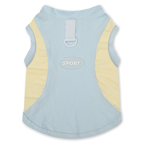 Dog Cooling Vest, Breathable & Stretchy Summer Dog Clothes, Quick-Dry Sleeveless Sports Shirt Tank Top, Sun Protection Pet Shirt for Medium & Large Dogs (Blue, Small) - color: Blue, size: Small