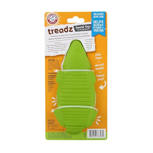 Arm and Hammer for Pets Super Treadz Gator Dental Chew Toy for Dogs - Reduces Plaque and Tartar Without Brushing, Baking Soda Infused, Dishwasher Safe, Dogs Up to 35 Lbs - size: Large (Pack of 1), style: Gator