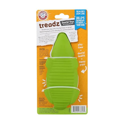 Arm and Hammer for Pets Super Treadz Gator Dental Chew Toy for Dogs - Reduces Plaque and Tartar Without Brushing, Baking Soda Infused, Dishwasher Safe, Dogs Up to 35 Lbs - size: Large (Pack of 1), style: Gator