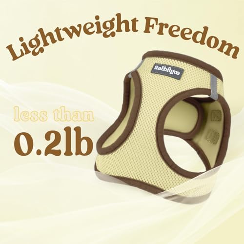 rabbitgoo Dog Harness Small Sized and Leash Set, Step-in Breathable Pet Harness, Soft Walking Reflective Puppy Vest for Small Dogs, Beige & Coffee, XXS - color: Beige & Coffee, size: XXS (Chest: 12.4 - 14.2")