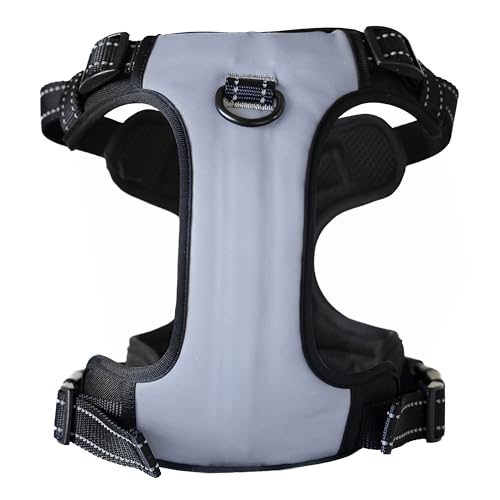 5-in-1 Reflective Dog Harness with Built-in 5ft Leash & Seatbelt Clip, Waste-Bag Pouch + 3 Rolls, Adjustable Quick-Fit Buckles, Breathable Mesh, Dual D-Rings, Medium - size: Medium
