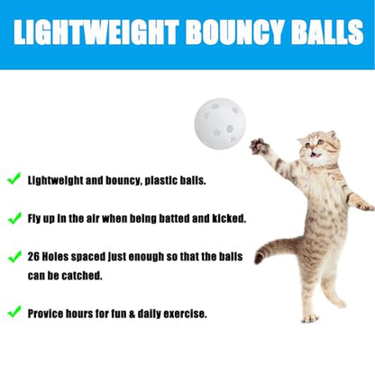 Low Noise No Bells Cat Ball Toy, 12Pcs White Plastic Golf Balls with Holes, Funny Interactive Cat Toys for Bored Indoor Cats,Cute Kitten Kitty Toys(1.65") - color: White, 12/Pack