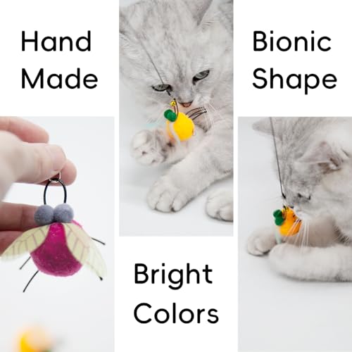 Cat Wand Attachment Toys, 5 PCS Fly Bugs Refills with Bells for Cat Teaser, Chase and Exercise Toys for Indoor Cats and Kittens Enrichment (No Wand Toy) - color: Fly Set