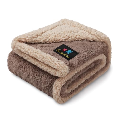 Luciphia Waterproof Pet Blanket, Liquid Pee Proof Dog Blankets for Sofa Bed Couch, Reversible Sherpa Fleece Furniture Protector Cover for Small Medium Large Dogs Cats,Khaki Medium（57" x 40"） - color: Khaki, size: M (57" x40")