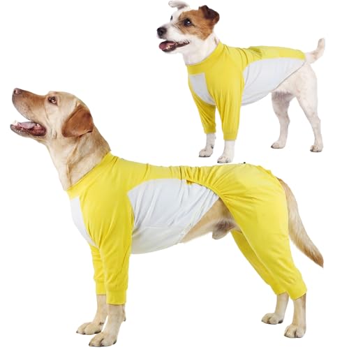Dog Sun Shirt UV Protection, 2-in-1 Flexible Coverage Dog UV Shirt for Heat Management, Breathable Mesh and Cool Silk Touch Material Keep Pet Cooling Summer Smooth Pajamas Yellow XL - color: Yellow, size: XL