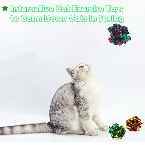 Mylar Crinkle Balls Cat Toys Interactive Crinkle Cat Toy Balls Independent Pet Kitten Cat Toys for Fat Cats Kittens Exercise, Soft and 2.36 to 2.5-Inch (24 Pack) - size: 24 Pack