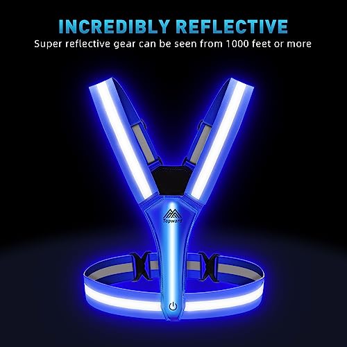 LED Reflective Vest Safety Gear, Light Up Vest for Night Walking Cycling, High Visibility Running Vest with Reflective Strips - color: Blue