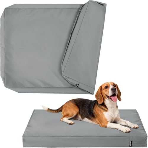 Waterproof Dog Bed Cover Replacement Washable, Easy to Clean, Pet Hair Resistant, Heavy Duty Oxford, Zipper Closure, Indoor/Outdoor Use, Fits 38 Inch Dog Crate - Large, 36x27x3, Grey - color: Grey, size: 36"L x 27"W x 3"Th