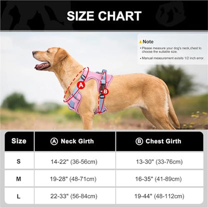 Durable Reflective Dog Harness - Adjustable Mesh Vest for All Breeds and Sizes(Pink,Medium) - color: Pink, size: Medium