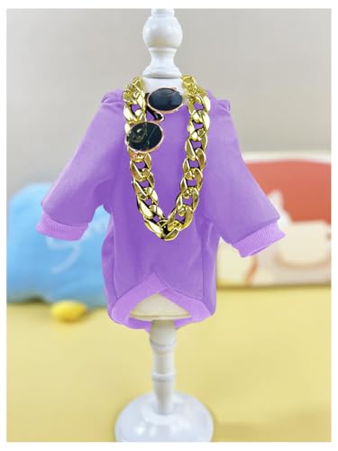 QWINEE 3Pcs Dog Hoodie Cat Apparel Dog Custume Set with Necklace and Sunglasses Pet Clothes for Puppy Small Medium Dogs Cats Mauve Purple Medium - color: Mauve Purple, size: Medium