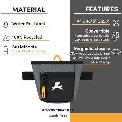 OllyDog Goodie Treat Bag, Dog Treat Pouch, Waist Belt Clip for Hands-Free Training, Magnetic Closure, Dog Training and Behavior Aids, Three Ways to Wear (Castle Rock) - color: Castle Rock