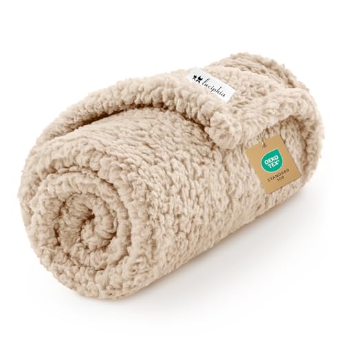 Luciphia Premium Fleece Dog Puppy Blanket Soft Pet Sherpa Calming Cat Blanket Throw for Small Medium Dog Cat(Beige,30x20 inches) - color: Beige, size: 30x20 inches