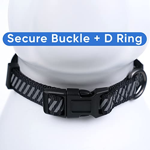 Pawtitas Reflective Dog Collar - Personalized Name & Phone Number, Adjustable for Small Dogs & Puppies - Black - color: Customized Black, size: X-Small (Pack of 1)
