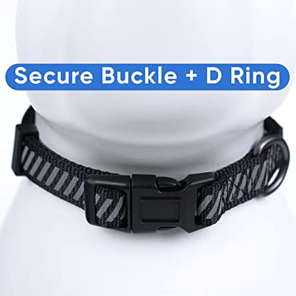 Pawtitas Reflective Dog Collar - Personalized Name & Phone Number, Adjustable for Small Dogs & Puppies - Black - color: Customized Black, size: X-Small (Pack of 1)