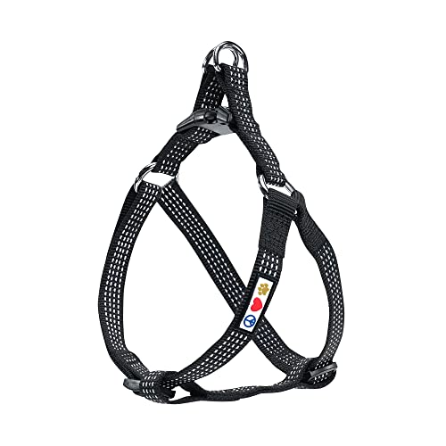 Pawtitas Reflective Step-in Dog Harness – Adjustable No-Pull Vest for Puppies to Seniors, Safe & Comfortable, XS Black - color: Black, size: X-Small (Pack of 1)