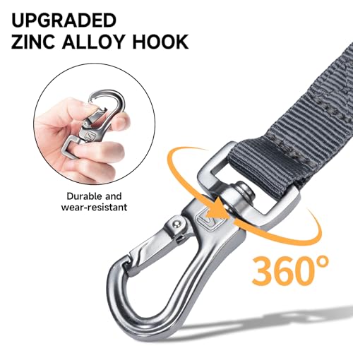 EXCELLENT ELITE SPANKER Tactical Bungee Dog Leash Military Adjustable Dog Leash Quick Release Elastic Leads Rope with 2 Control Handle（Grey - color: Grey