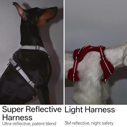 All-Weather No Pull Dog Harness Reflective Vest Harness QR Code Anti-Lost Adjustable Quick-Release Buckle Soft Padded Breathable Harness for Medium Large Dogs (Super Reflect-Earth, M) - color: Super Reflect-Earth, size: M