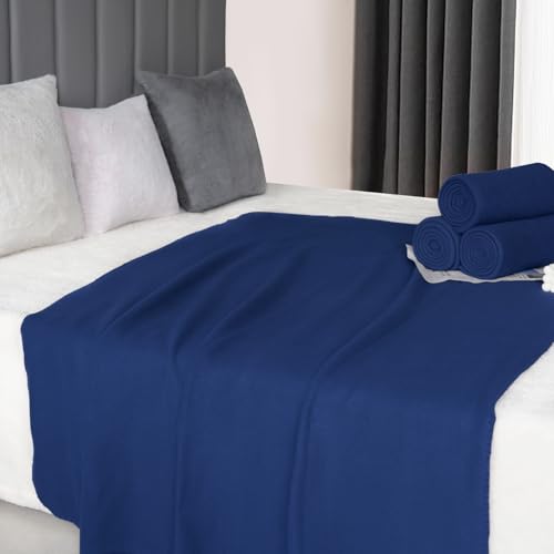 ZYFZCYBL Fleece Throw Blankets Lightweight Warm Soft Cozy Pet-Friendly Bulk Fleece Throw Blanket Solid for Home Bed, Sofa，Office,Gifts, Couch (Pack of 6-50 x 60 inch，Navy) - color: Navy