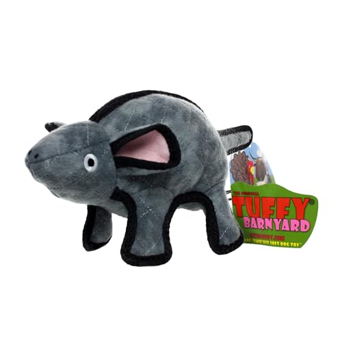 TUFFY World’s Tuffest Soft Dog Toy – Barnyard Series, Mouse Gray, Large - color: Gray/Black, size: Large