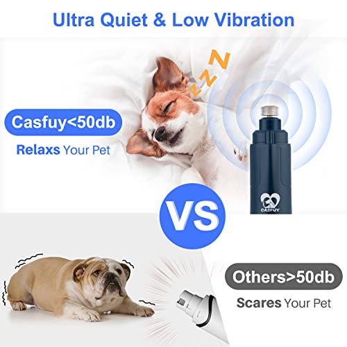 Casfuy Dog Nail Grinder with LED Light - Upgraded 2-Speed Electric Pet Nail Trimmer Powerful Painless Paws Grooming & Smoothing for Small Medium Large Dogs & Cats (Dark Blue) - color: Dark Blue