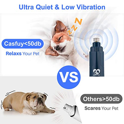 Casfuy Dog Nail Grinder with LED Light - Upgraded 2-Speed Electric Pet Nail Trimmer Powerful Painless Paws Grooming & Smoothing for Small Medium Large Dogs & Cats (Dark Blue) - color: Dark Blue
