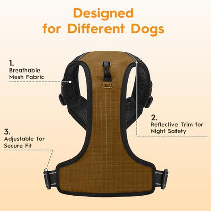 No Pull Dog Harness, No Chock Reflective Adjustable Soft Padded Pet Vest with Easy Control Handle, Easy Wearing with Stylish, Reinforced Knot, 2 Buckles - color: Brown, size: X-Small