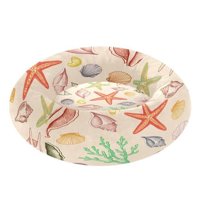 Round Cat Bed Dog Bed,13in Seashell Washable Non-Slip Bottom Soft Pet Bed for Small Medium Dogs and Cats - size: 13in
