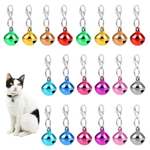 COMNICO 10 pcs Pet Bells for Dog Cat Collar, Metal Round Collar Charms Loud Crisp Sound with Clasps, Kitten Small Animal Pendant Accessories, Christmas Decoration Jingle Bell(Colourful)
