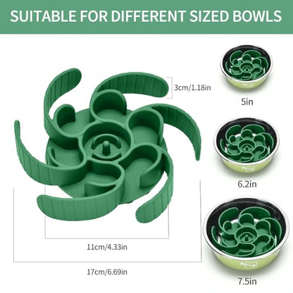 Slow Feeder Dog Bowls Insert,Third Generation upgradedSuper Firm Eating Bowl（Cuttable） for Large Breed and Medium Small Size Compatible with Regular Elevated Metal Glass Dog Bowl (Green) - color: Green
