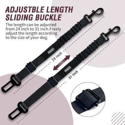 Dog Seat Belt,Retractable Dog Car Harness Seat Belt for Car Adjustable Nylon Pet Safety Seat Belts Heavy Duty & Elastic Bungee Buffer - color: 11-Fuchsia