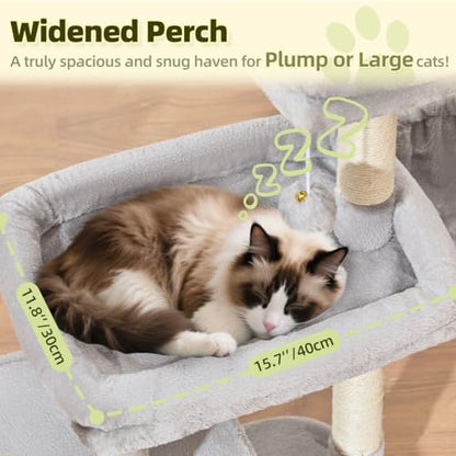 Taoqimiao Cat Tree, 32.2-Inch Cat Tower for Indoors Cats, Cat Condo with Large Cat Perch, Spacious Cat Cave, Scratching Posts for Small and Medium Cats, Light Gray MS043W - color: Light Gray
