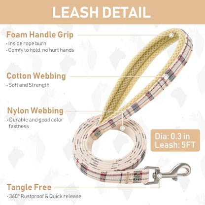 Small Dog Harness Collar and Leash Set, Step in No Chock No Pull Soft Mesh Adjustable Dog Vest Harnesses Plaid Reflective for Dogs Puppy Cats Kitten Rabbit (Beige Red, XXXS) - color: Beige Red, size: XXXS