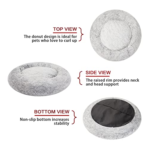 Bedfolks Calming Donut Dog Bed for Extra Large Dogs, 45 Inch Round Plush Bed with Non-Slip Bottom (Dark Grey, Extra Large) - color: Dark Grey, size: 45.0"L x 45.0"W x 10.0"Th